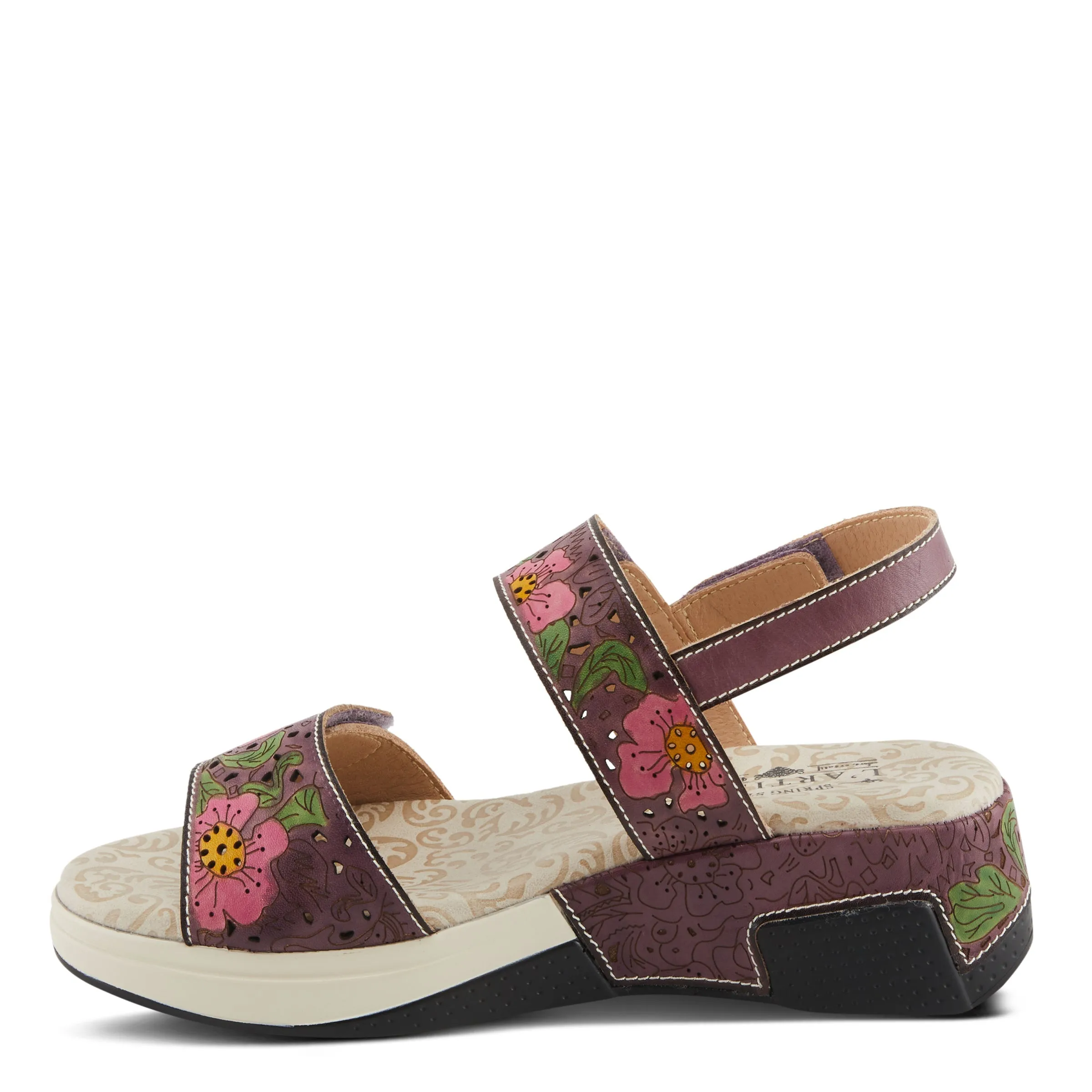 Spring Step Shoes  L'Artiste Caitlina Sandals Women's Leather Floral Design