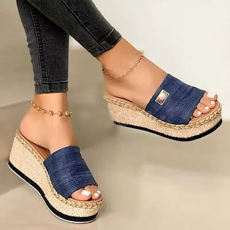Women’s Wedge Heel Sandals with Wide Strap